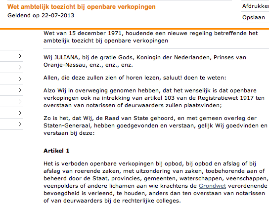 Verbod openbare veiling roerende goederen