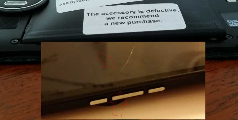 Gebolde accu + de barst in het scherm