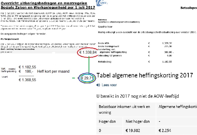 wettelijke bedragen van internet genomen met mijn WIA erbij