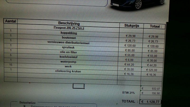 "normale" prijs reparatie