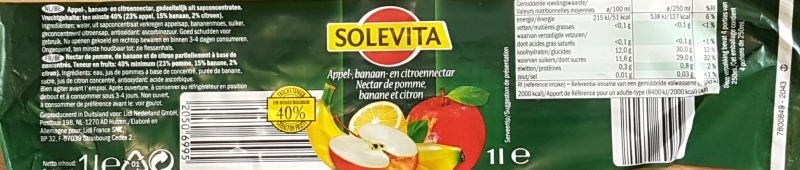 Etiket Solevita appel banaan drank