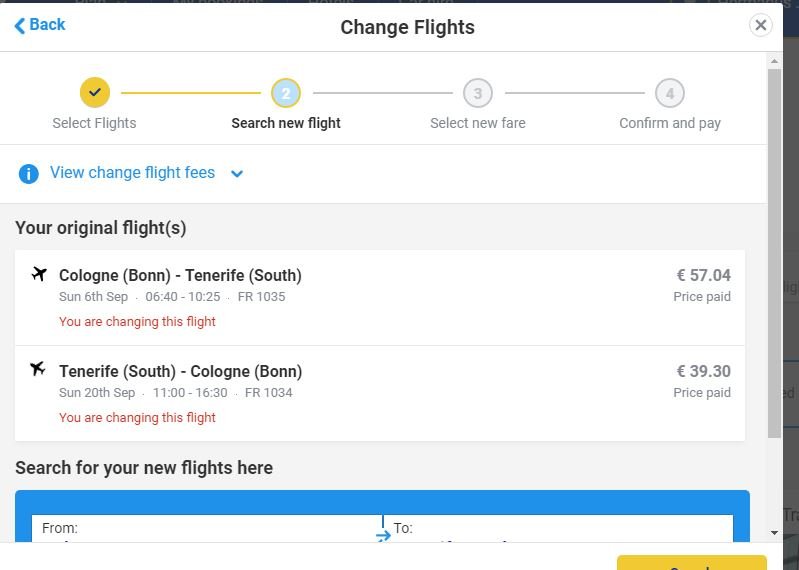 Dit is wat Ryan Air terug geeft € 96,34 voor het aangekochte ticket van €143