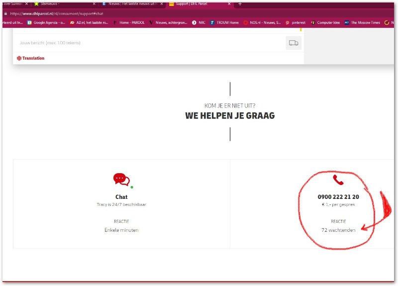 dhL na 4 uur wachten