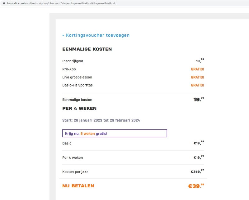 inschrijving basic fit