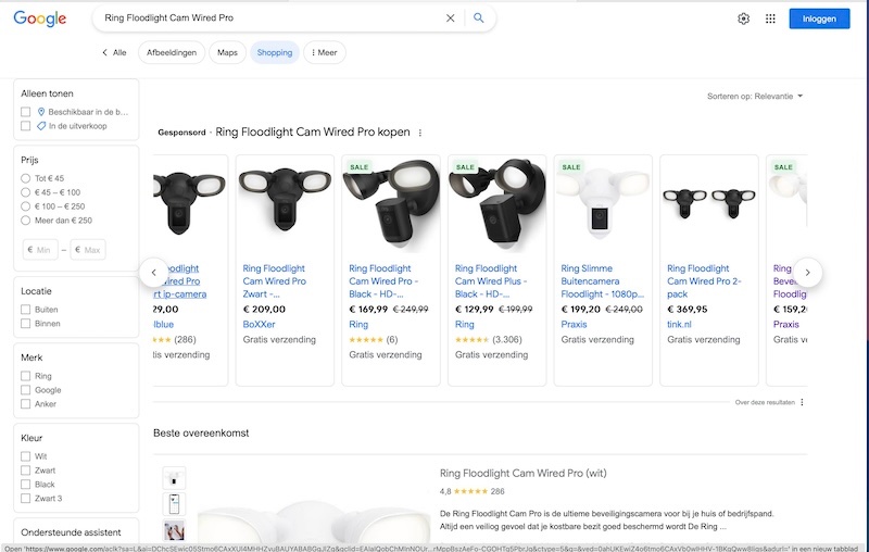 Ring adverteert op Adwords maar levert niet!