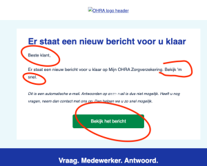 Schermafbeelding van de mail.